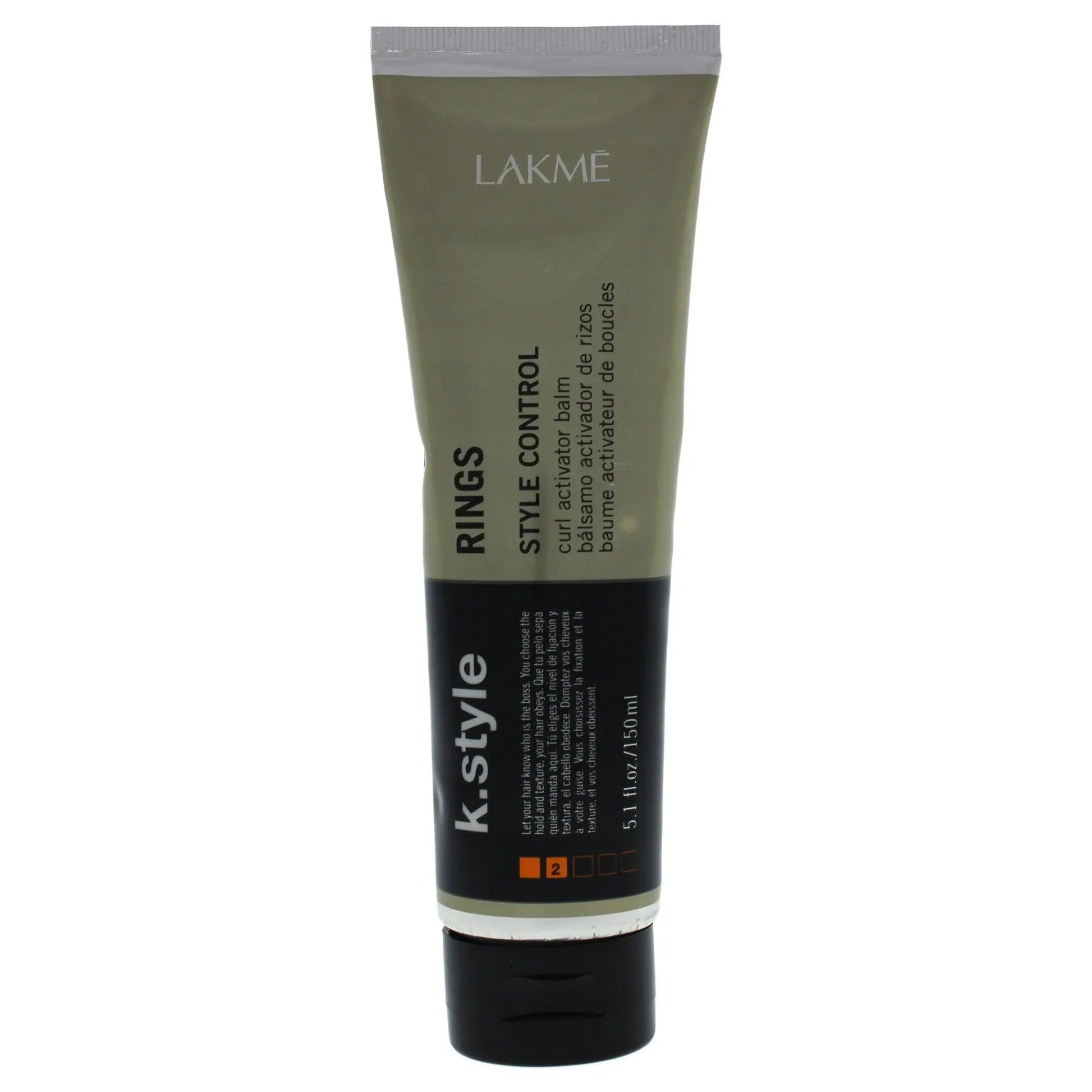 Lakmé Ring Curl Activator Balm tube for long-lasting curls and waves with frizz control and floral fragrance.