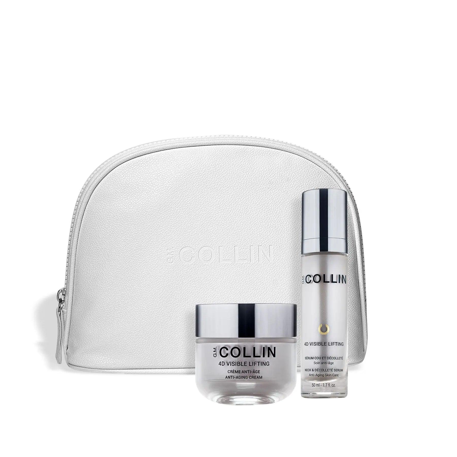 G.M. COLLIN 4D Visible Lifting duo in a stylish white bag, enhancing neck and face firmness and tone.