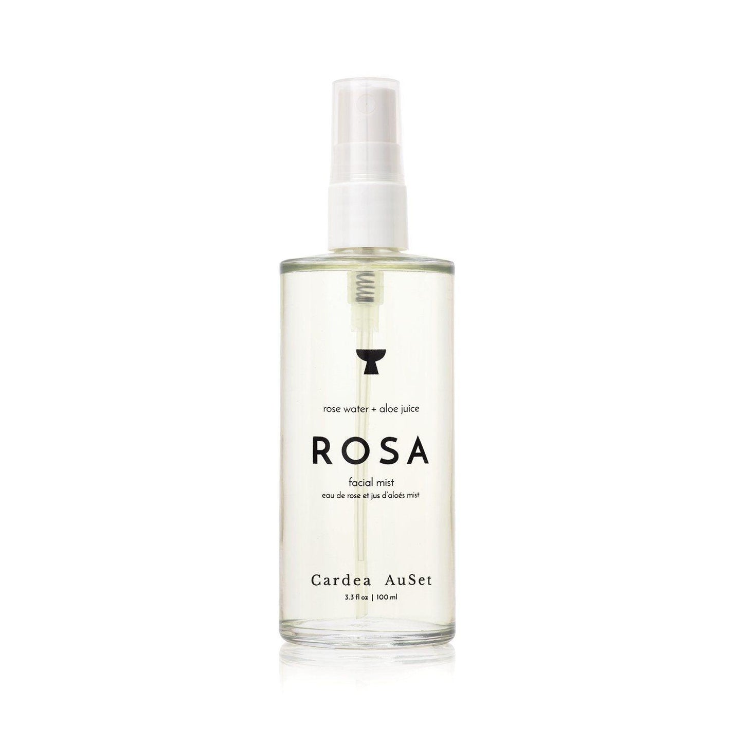 Rosa facial mist bottle with rose water and aloe juice by Cardea AuSet, 100ml size
