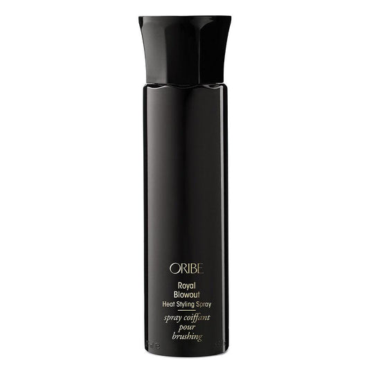 Oribe Royal Blowout Heat Styling Spray bottle for hair protection and smooth blowouts.