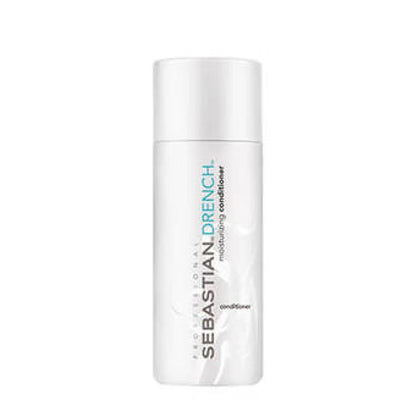 Sebastian Drench Conditioner bottle for intense hydration, rehydrates dry and frizzy hair, color-safe formula for shine and bounce.