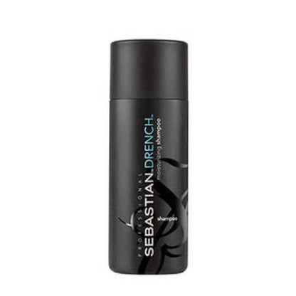 Sebastian Drench Shampoo bottle for nourishing dry, frizzy, and chemically treated hair with intense hydration.