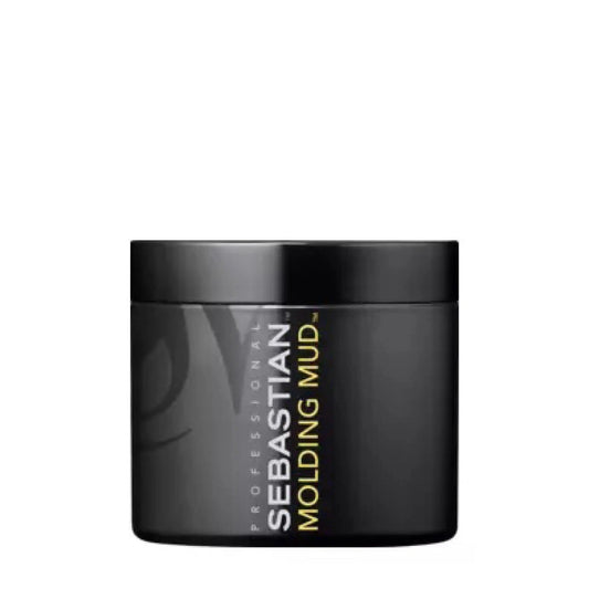 Sebastian Molding Mud jar for creating remoldable fiber hairstyle with uncombed, groovy texture.