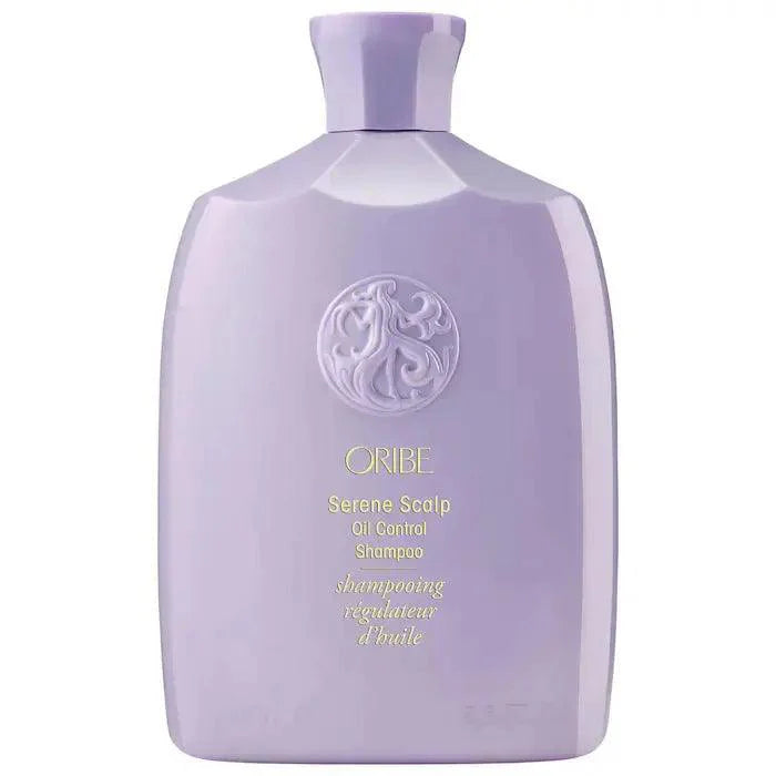 Oribe Serene Scalp Oil Control Shampoo bottle designed to manage oily scalps and promote clean, refreshed hair.