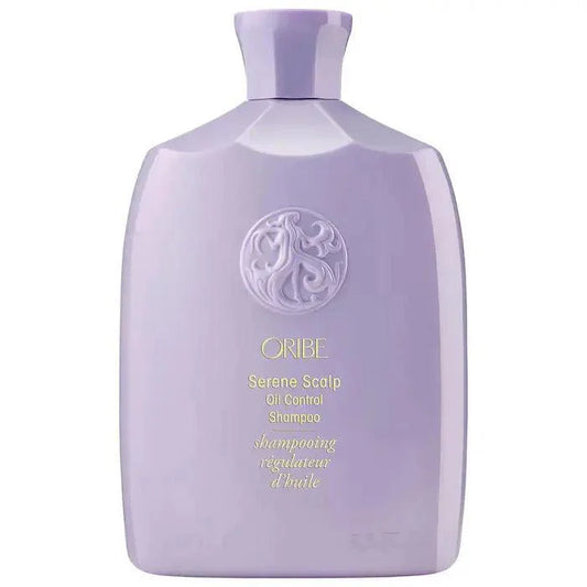 Oribe Serene Scalp Oil Control Shampoo bottle designed to manage oily scalps and promote clean, refreshed hair.