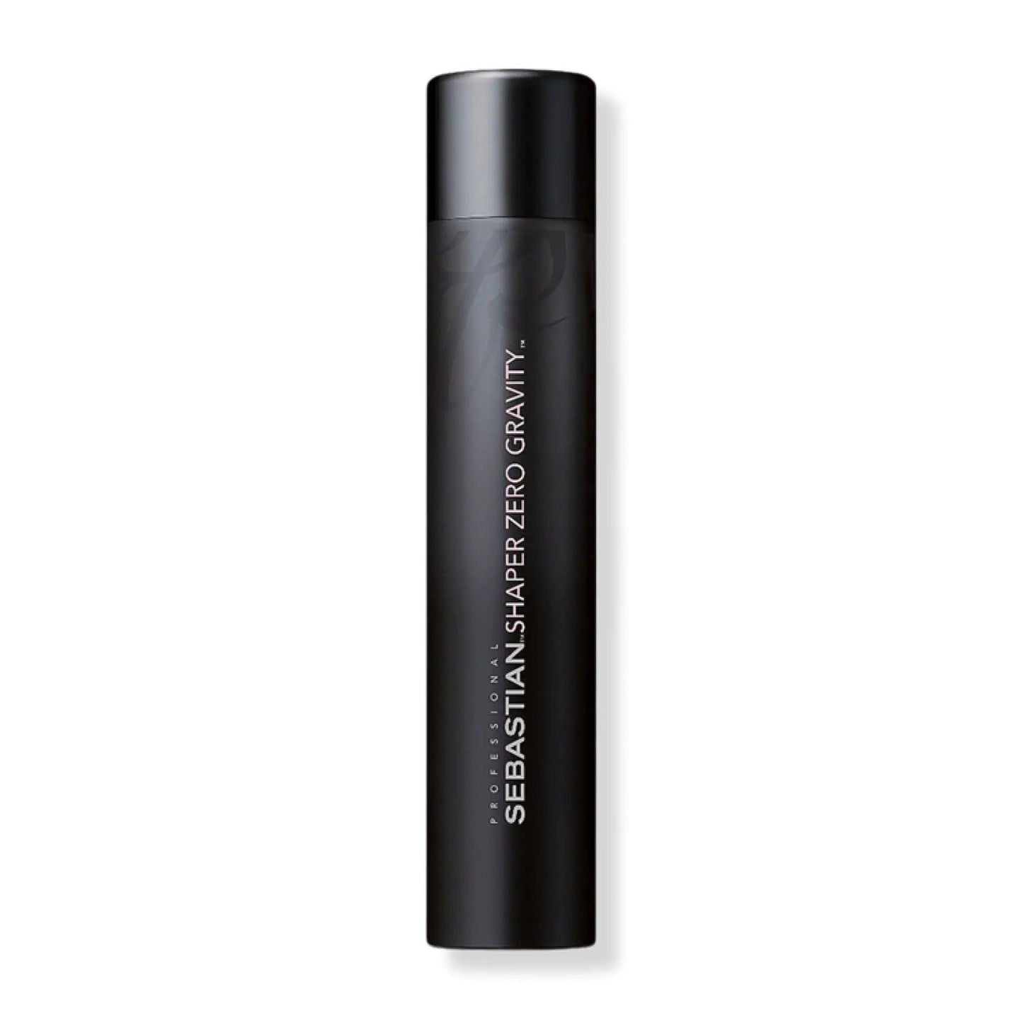 Shaper Zero Gravity Dry Control Hairspray by Sebastian in sleek black bottle, ideal for fine hair and quick-dry styling.