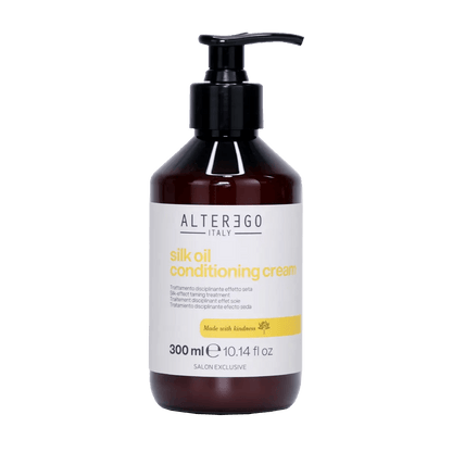 Silk Oil Conditioning Cream by Alter Ego Italy, 300ml bottle for nourishing and smoothing frizzy hair.