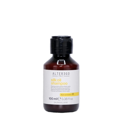 Silk Oil Shampoo bottle for unruly and frizzy hair, featuring Argan and Coconut oil for gentle cleansing and nourishment.