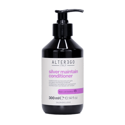 Silver Maintain Conditioner by Alter Ego Italy, enhances hair color while hydrating, 300ml, sulfate and paraben-free.