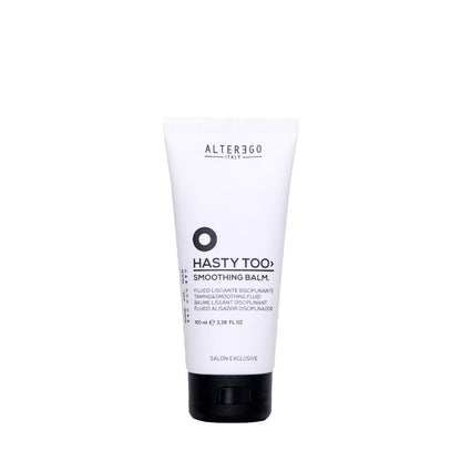 Hasty Too Smoothing Balm tube for anti-frizz and anti-humidity hair care, 100ml, by Alter Ego Italy.