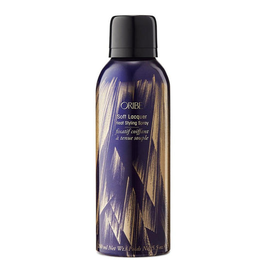Oribe Soft Lacquer Heat Styling Spray, premium hair styling product in sleek bottle for perfect hair finishing and heat protection.