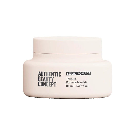 Authentic Beauty Concept Solid Pomade in a white jar, 85 ml, perfect for textured and smooth hairstyles.