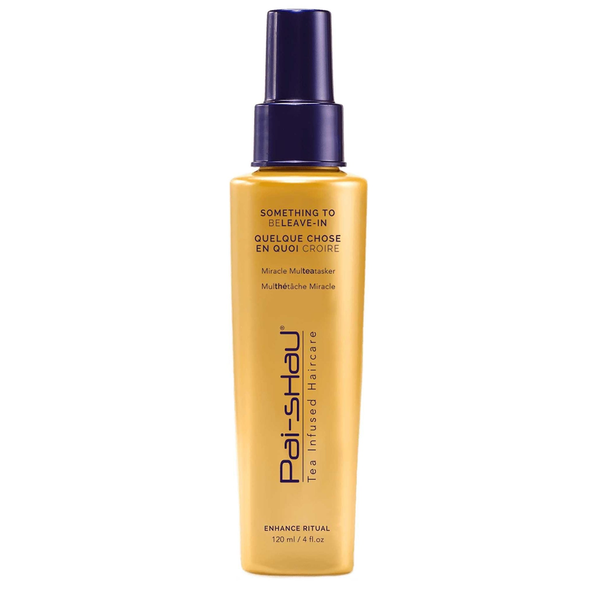 Bottle of Pai Shau Something To BeLeave-In, a miracle multitasker for silky, hydrated hair with intense moisture and shine.
