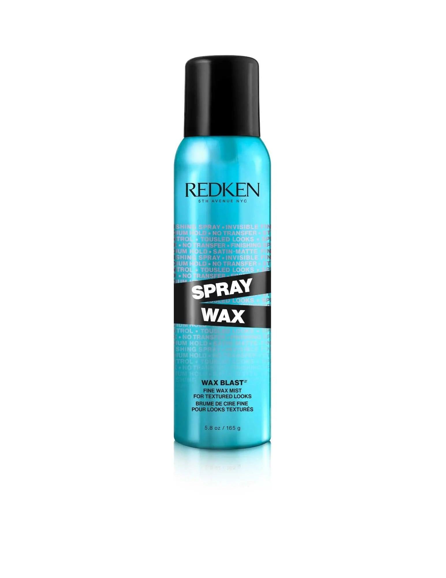 Redken Spray Wax bottle for versatile styling and flexible hold, suitable for all hair types and textures.