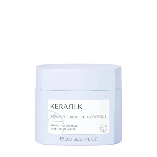 Kerastase Strengthening Mask in a blue container for nourishing and repairing damaged hair. 200ml.