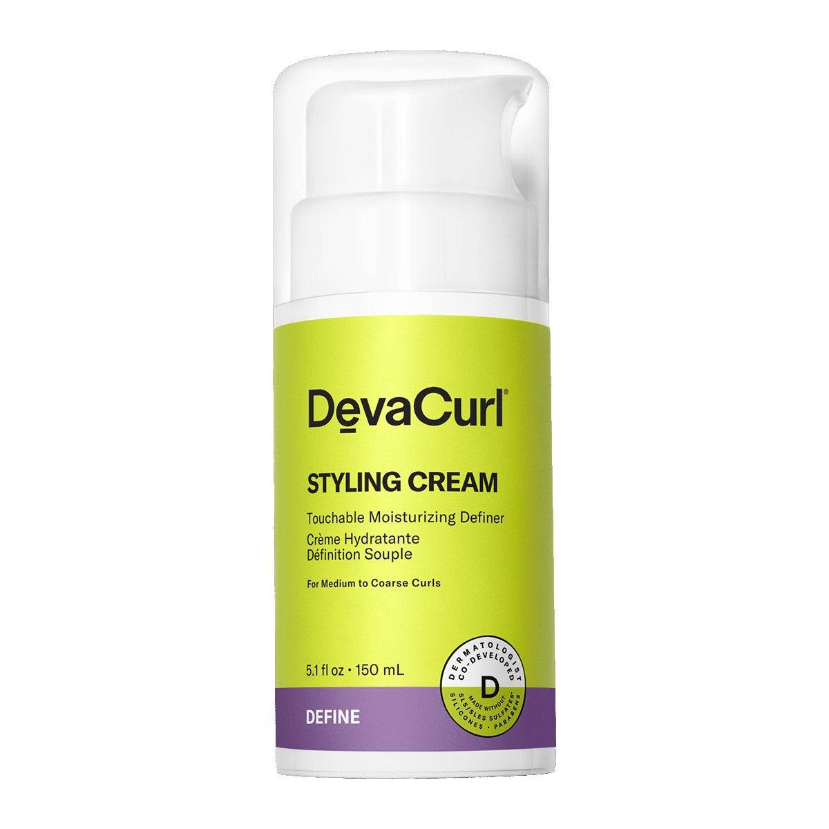 DevaCurl Styling Cream Touchable Moisturizing Definer for medium to coarse curls, 150ml bottle with hydra-definition blend.
