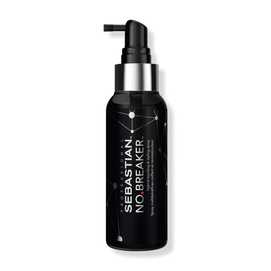 Sebastian Professional No.Breaker Leave-In Bonding Spray bottle for hair care and styling, reducing breakage and enhancing volume.