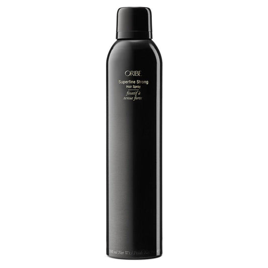 Oribe Superfine Strong Hair Spray bottle in black packaging for ultimate hair hold and styling - 300ml