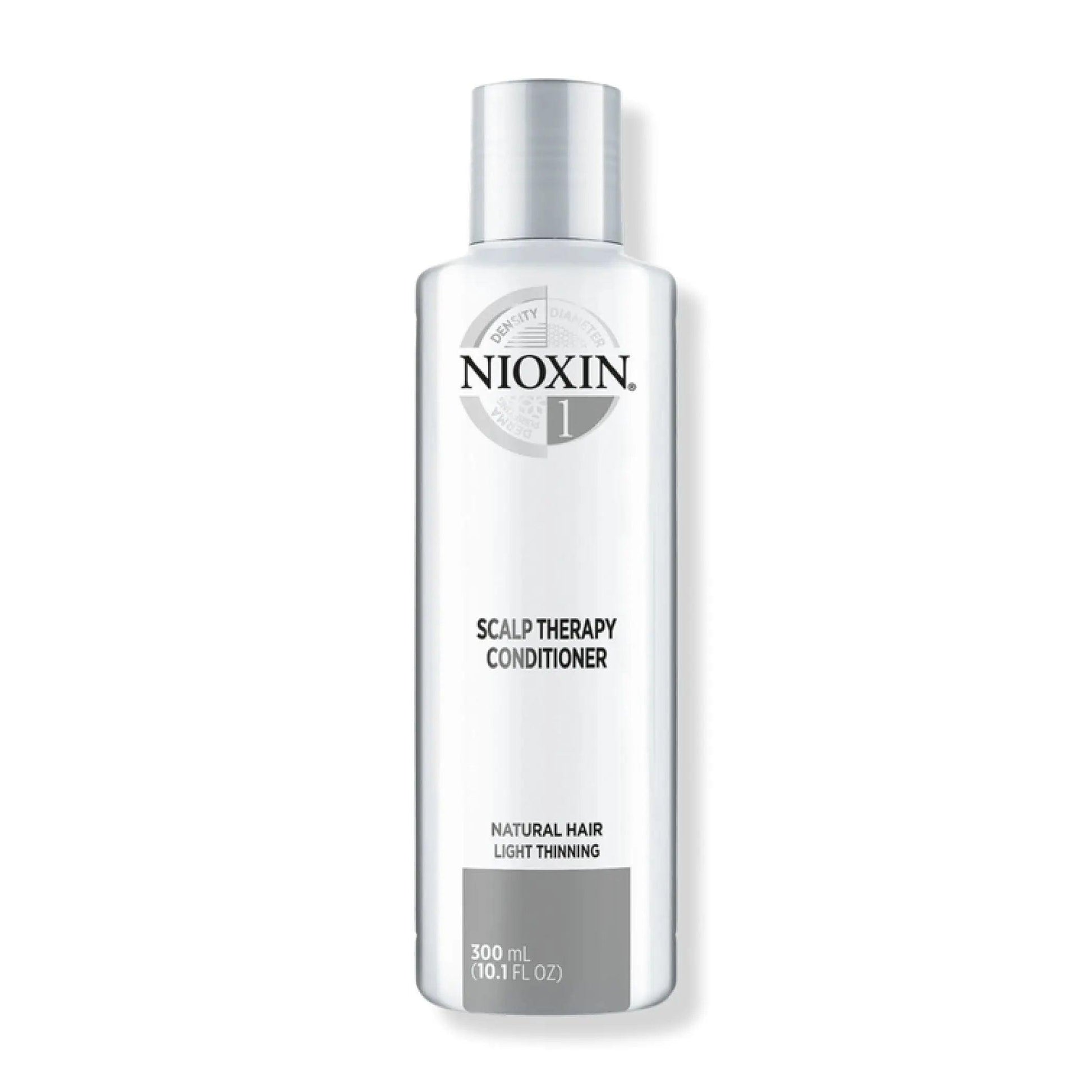Nioxin System 1 Scalp Therapy Conditioner for fine, natural hair with light thinning, 300ml bottle.