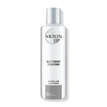 Nioxin System 1 Scalp Therapy Conditioner for fine, natural hair with light thinning, 300ml bottle.