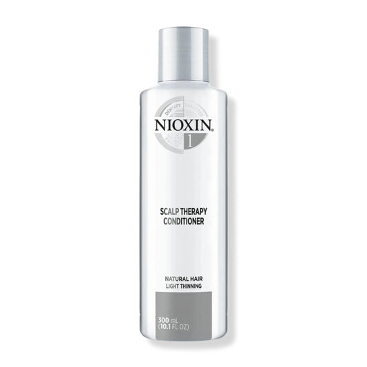 Nioxin System 1 Scalp Therapy Conditioner for fine, natural hair with light thinning, 300ml bottle.