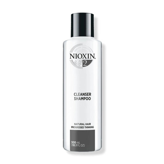 Nioxin System 2 Cleanser Shampoo for fine, naturally treated hair with progressed thinning, 300 ml bottle.