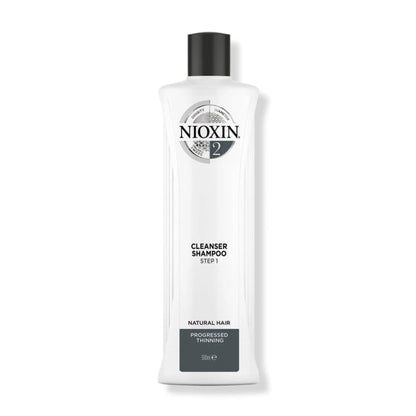 Nioxin System 2 Cleanser Shampoo for fine hair with progressed thinning, detoxifies and removes buildup.