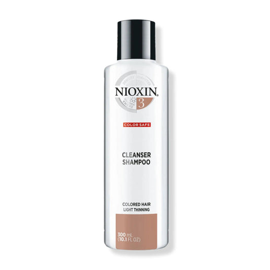 Nioxin System 3 Cleanser Shampoo for color-treated hair, 300ml, detoxifies fine and thinning hair while removing buildup.