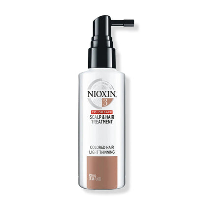 Nioxin System 3 Scalp & Hair Treatment for colored hair with light thinning, 100ml leave-in treatment bottle.