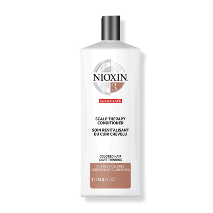 Nioxin System 3 Scalp Therapy Conditioner for colored hair, supports thicker, fuller hair with light thinning.