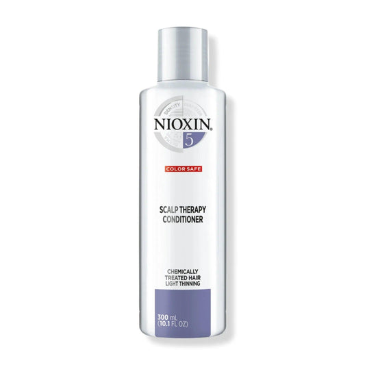 Nioxin System 5 Scalp Therapy Conditioner for chemically treated hair and light thinning, 300ml bottle.