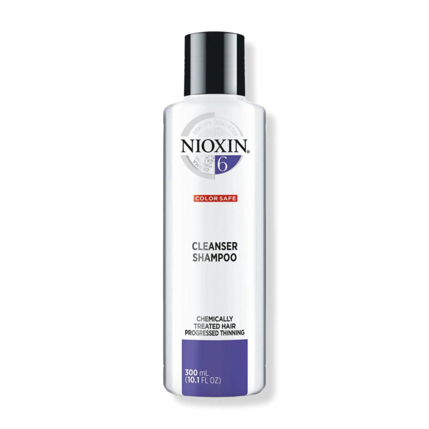 Nioxin Cleanser Shampoo System 6, 300ml, for chemically treated hair with progressed thinning and detoxifying benefits.