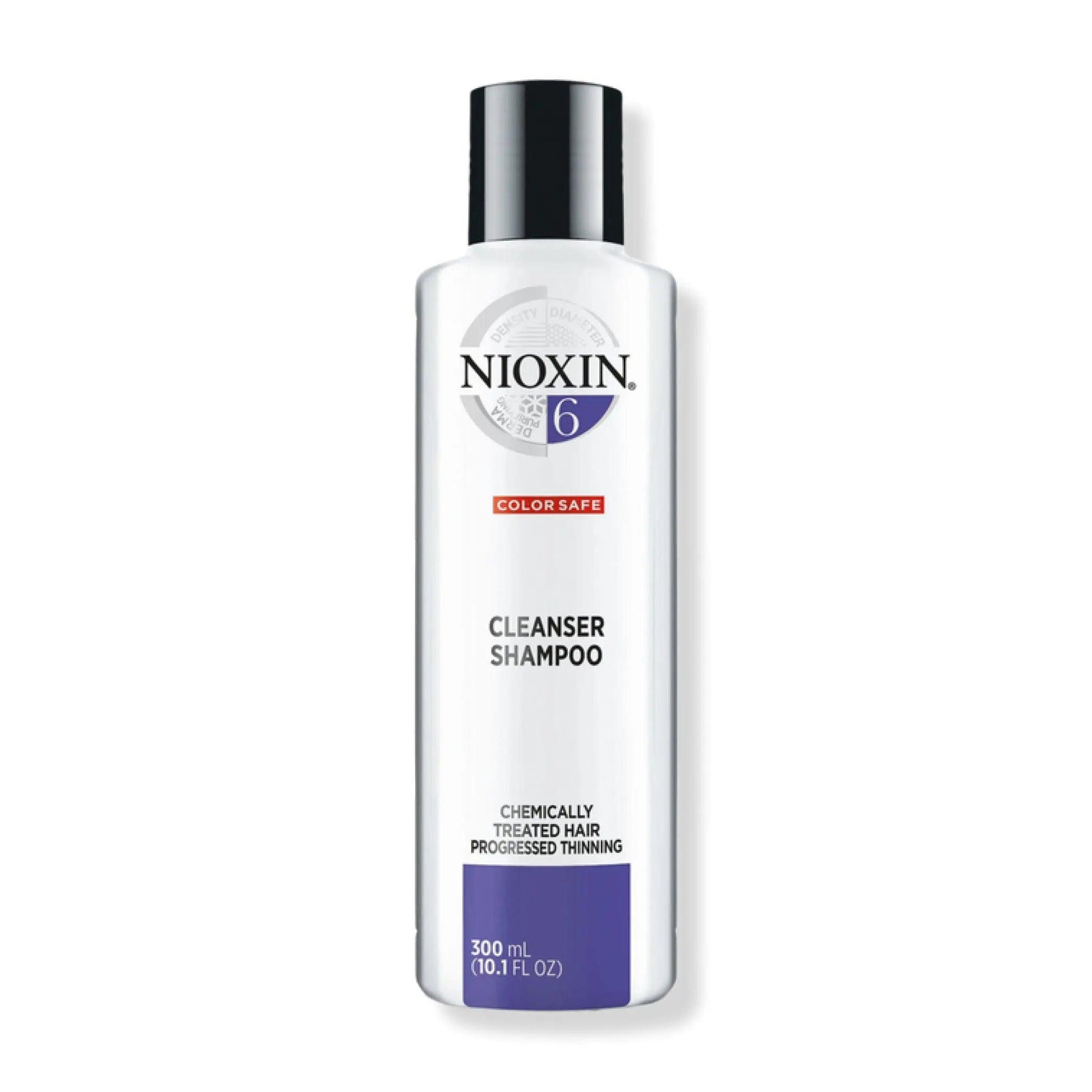 Nioxin Cleanser Shampoo System 6, 300ml, for chemically treated hair with progressed thinning and detoxifying benefits.