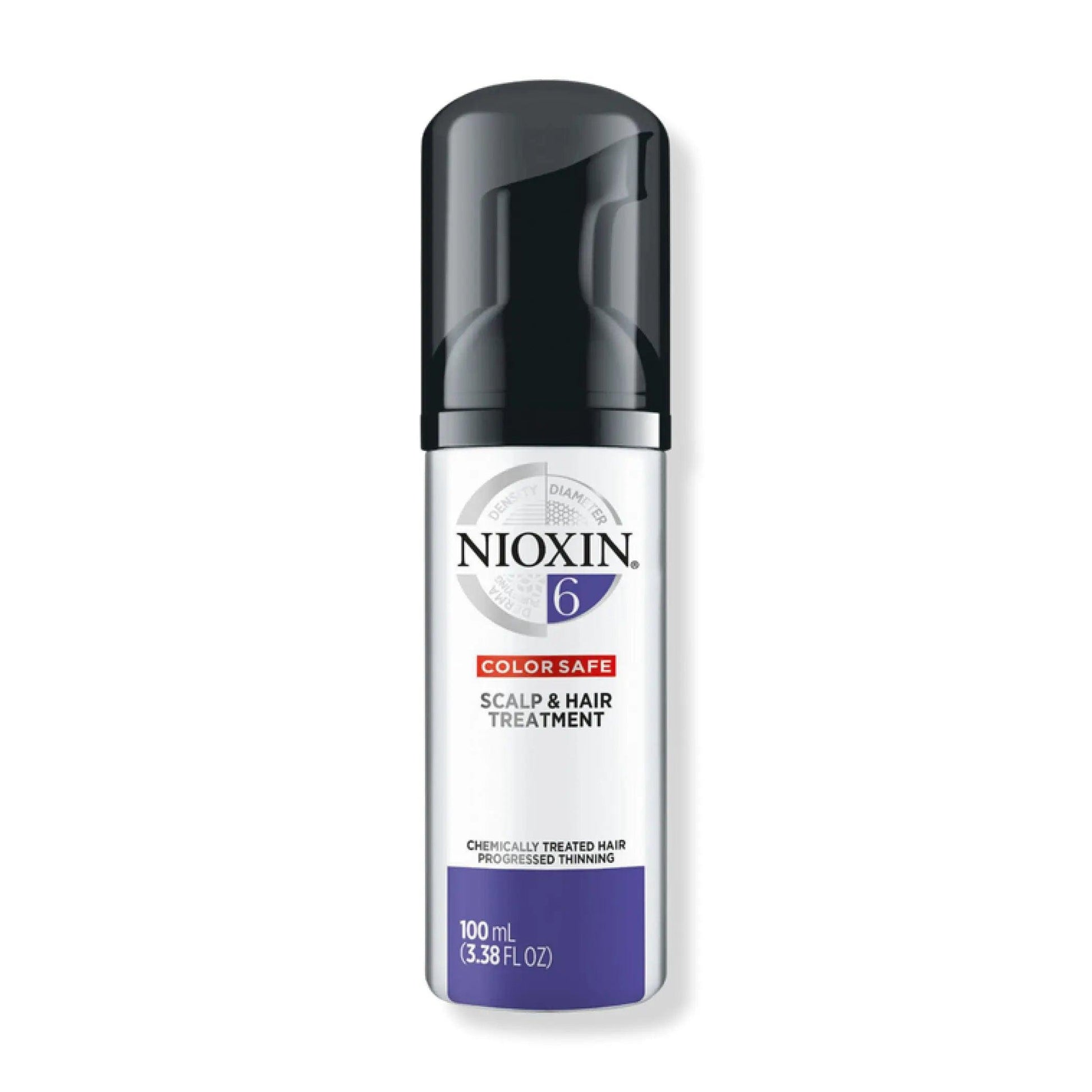 Nioxin System 6 scalp and hair treatment for chemically treated hair, 100ml, volumizing leave-in formula.