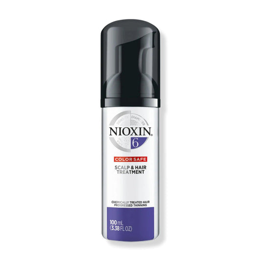 Nioxin System 6 scalp and hair treatment for chemically treated hair, 100ml, volumizing leave-in formula.