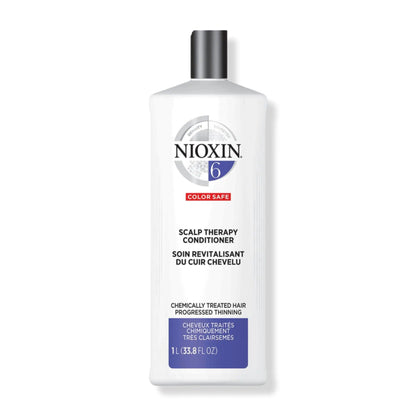 Nioxin System 6 Scalp Therapy Conditioner for chemically treated hair, 1L bottle, strengthens and moisturizes thinning hair.