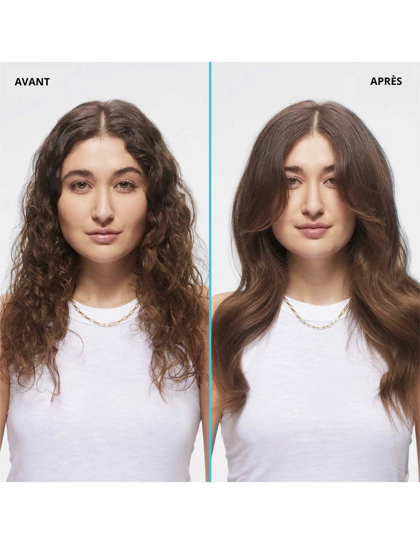 Before and after transformation showcasing the smooth, defined hairstyle achieved with Redken Texture Paste.