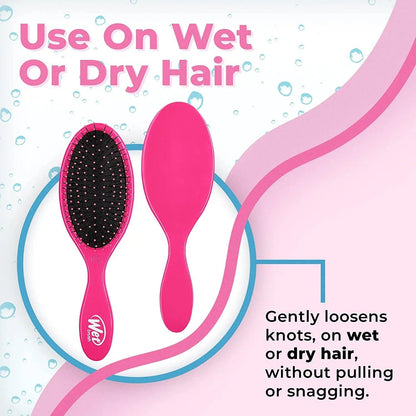 Wet Brush for detangling wet or dry hair, gently loosens knots without pulling or snagging.