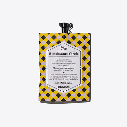 The Renaissance Circle repairing mask for damaged hair in stylish packaging, ideal for restoring shine and softness.