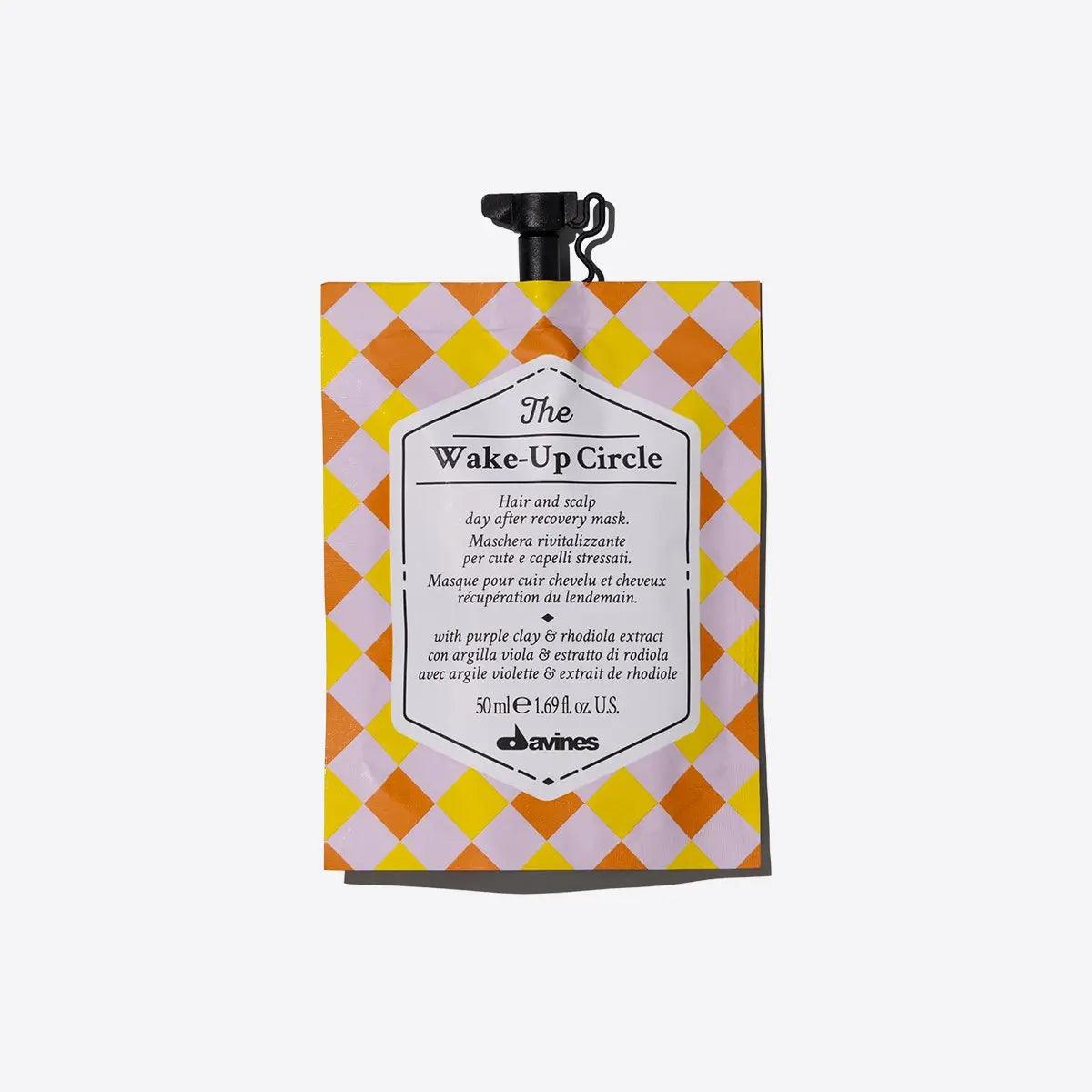 Revitalizing The Wake-Up Circle hair and scalp recovery mask by Davines in colorful packaging, 50ml size.