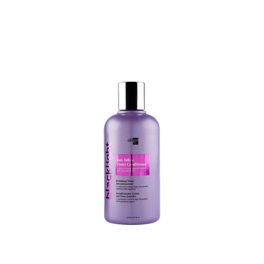 Violet Anti-Yellow Conditioner for blonde hair, eliminates brassiness, strengthens hair, enhances shine, and color retention.