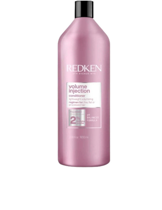 Redken Volume Injection Conditioner 1L for fine, flat hair, adding volume and thickness for a lush, full look.