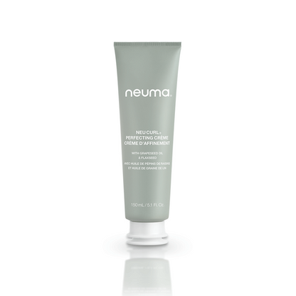 Neu Curl Perfecting Crème tube for enhancing curls, providing frizz control and moisture with a coconut hibiscus aroma.