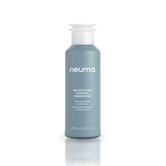Neuma Moisture Shampoo bottle, sulfate-free formula with shea butter for hydration and shine, 250 mL size.